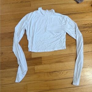 White Mock Neck Crop Top